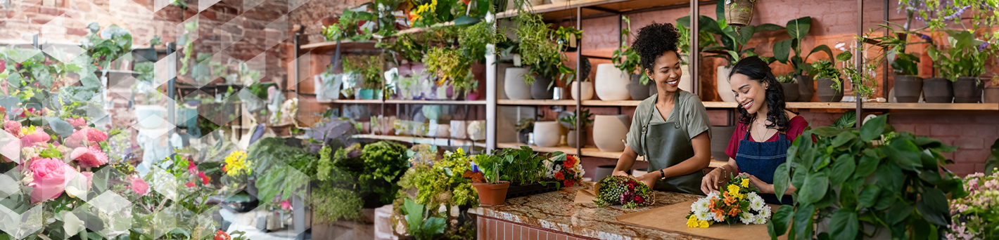 Florists working on flower orders.