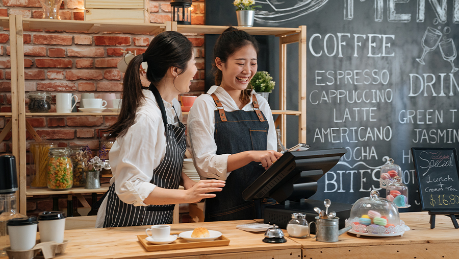 Excited Baristas At Register