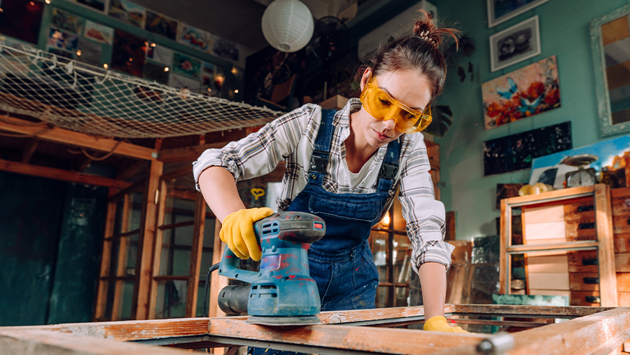 Carpenter Working On A Door