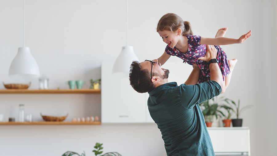 Father and daughter having fun