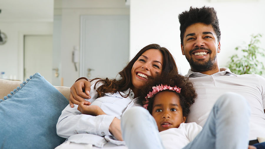 Family relaxing in their home