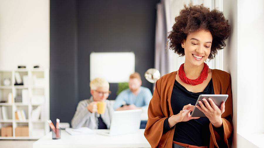 Woman using her tablet