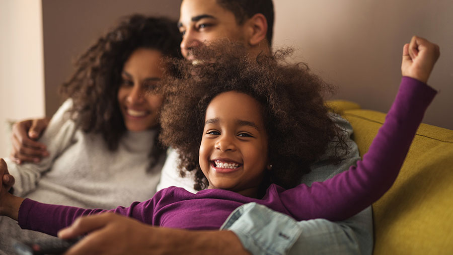 Family relaxing in their home