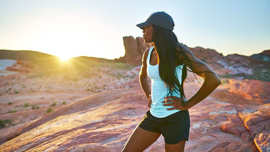 Women standing and enjoying the view after a run