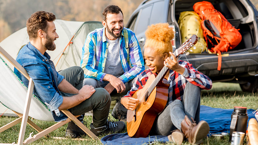 Group of friends camping