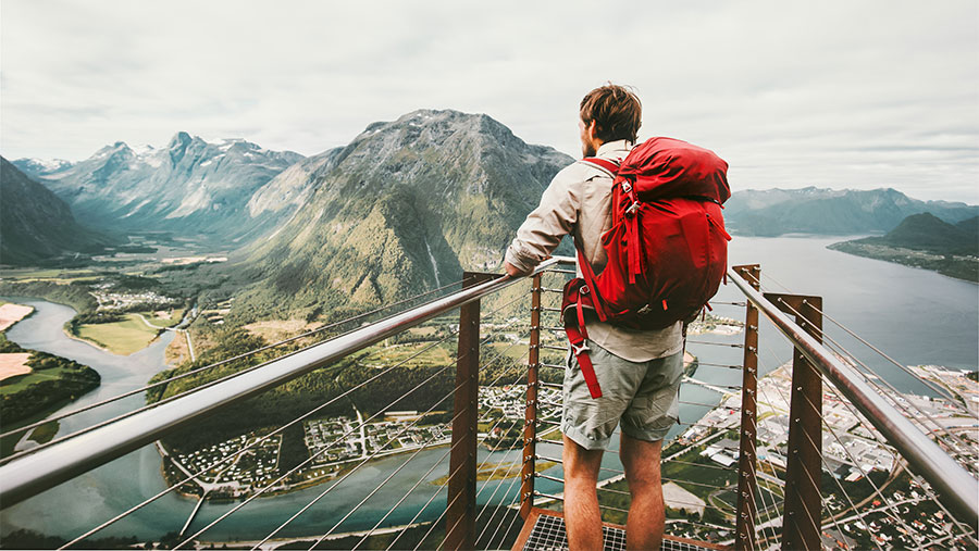 Man enjoying mountain view