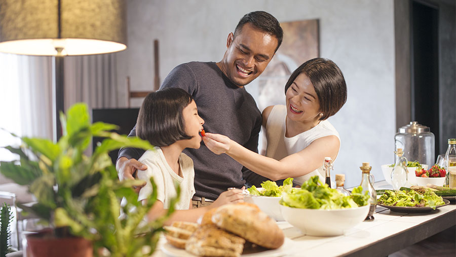 Family eating dinner