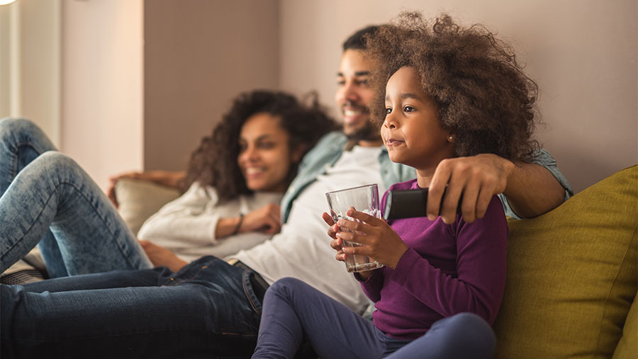 Family relaxing in their home