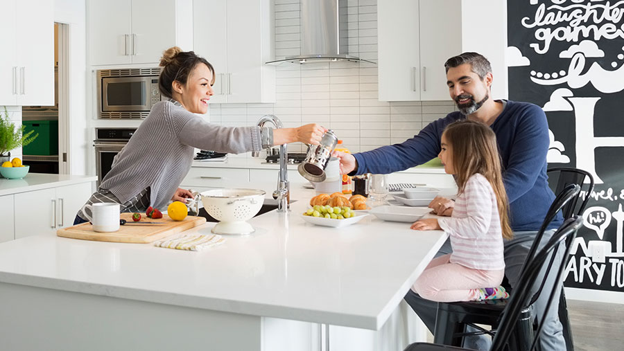 Family eating breakfast