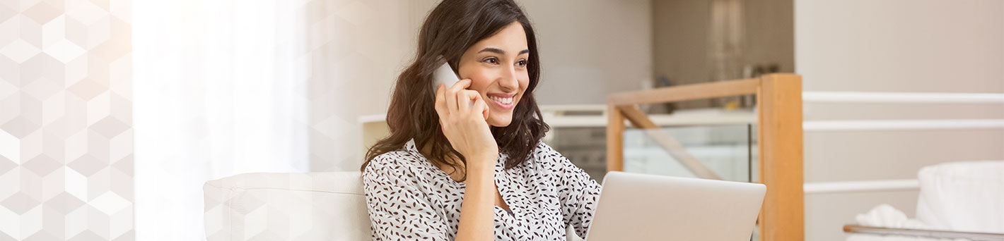 Woman on phone at home.