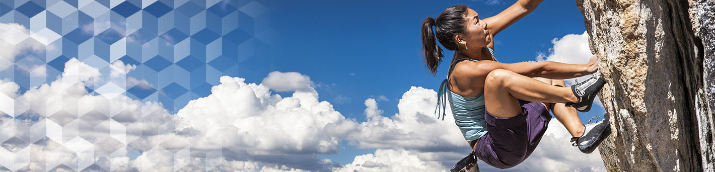 Woman rock climbing