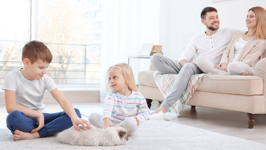 Family relaxing in the living room