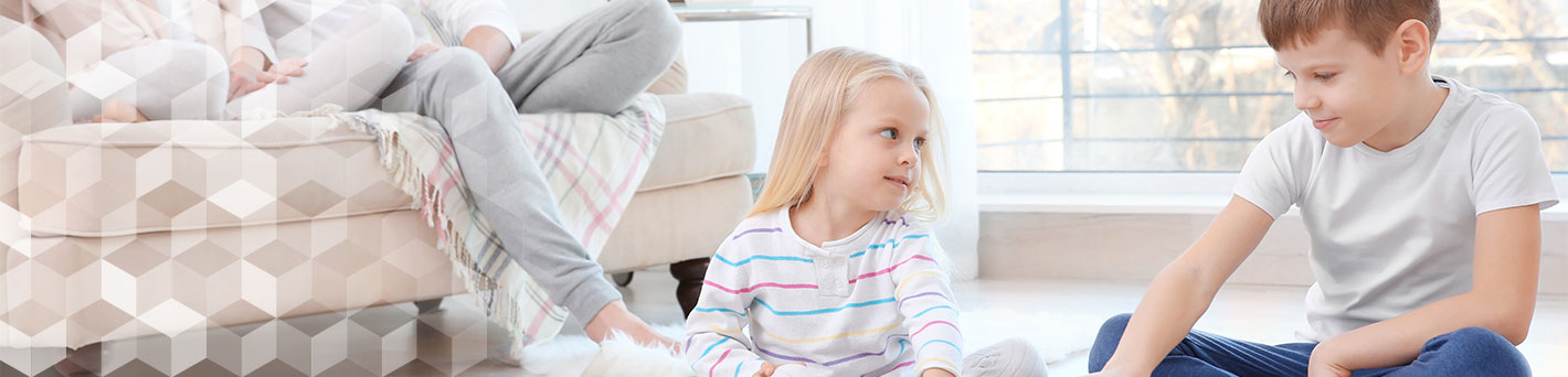 Family relaxing in living room