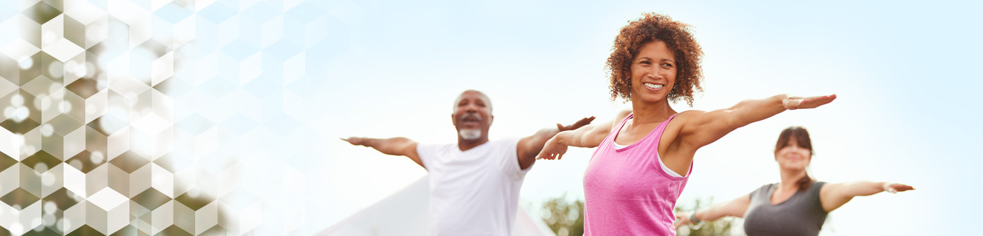 People stretching outdoors