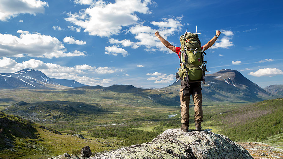 Hiker looking over a view