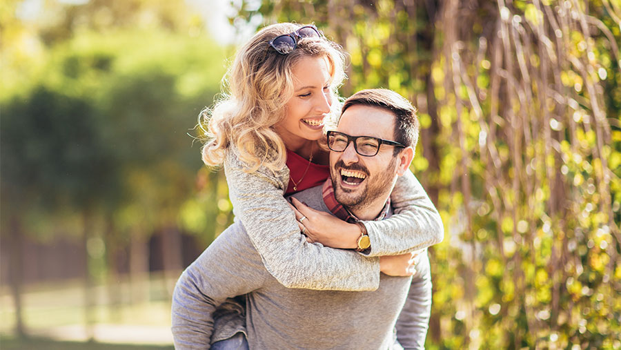 Couple smiling